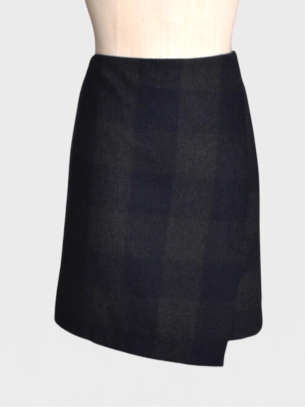 Dalia Wool Blend Plaid A Line Faux Wrap Mini Skirt